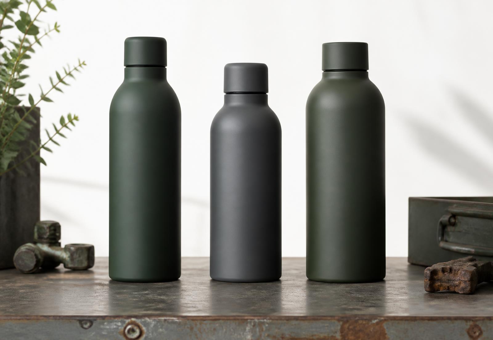 Kan Klean plant-based cleaning bottles on a steel workbench
